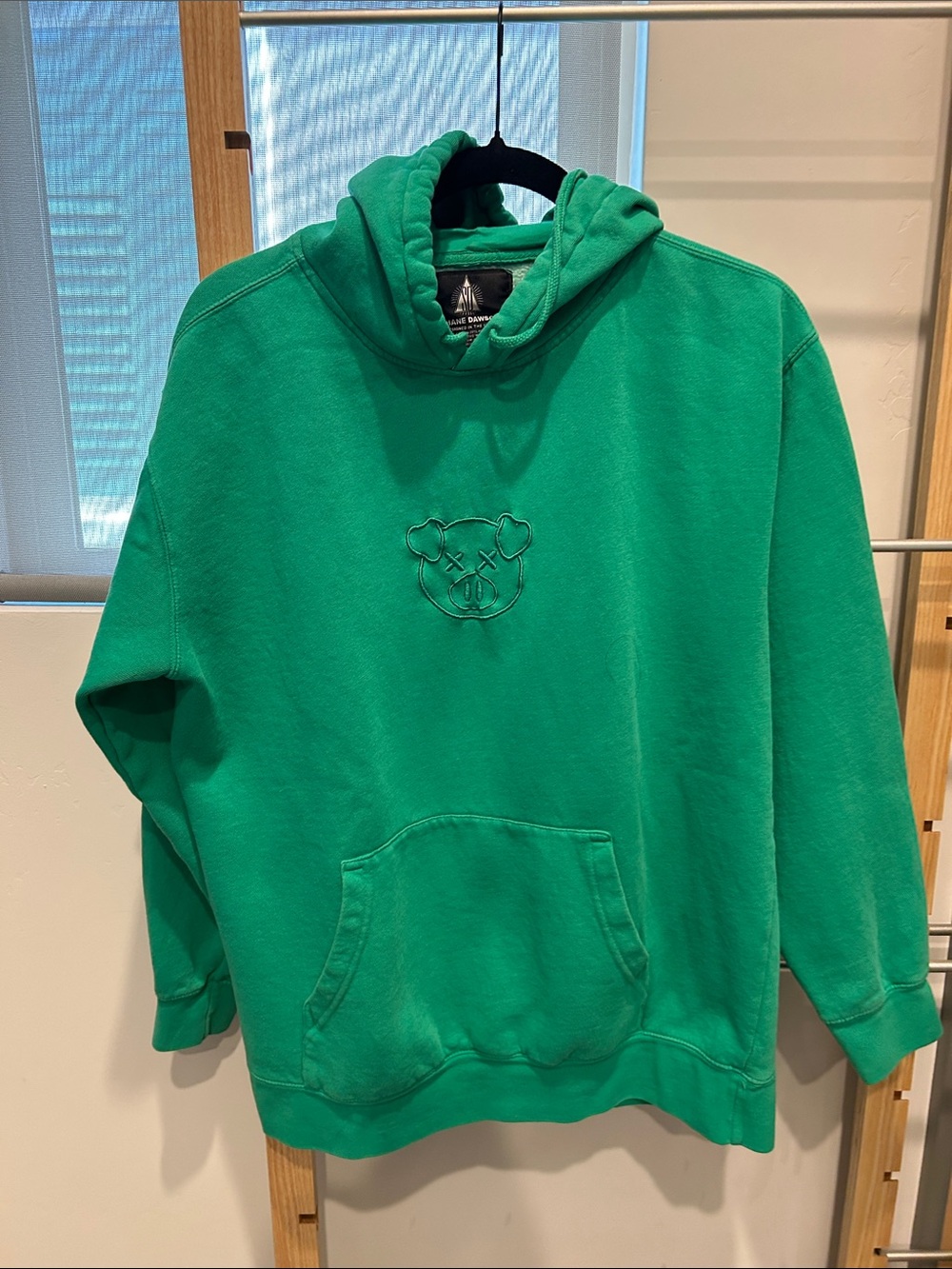 Green Embroidered Bear Hoodie - Unbranded